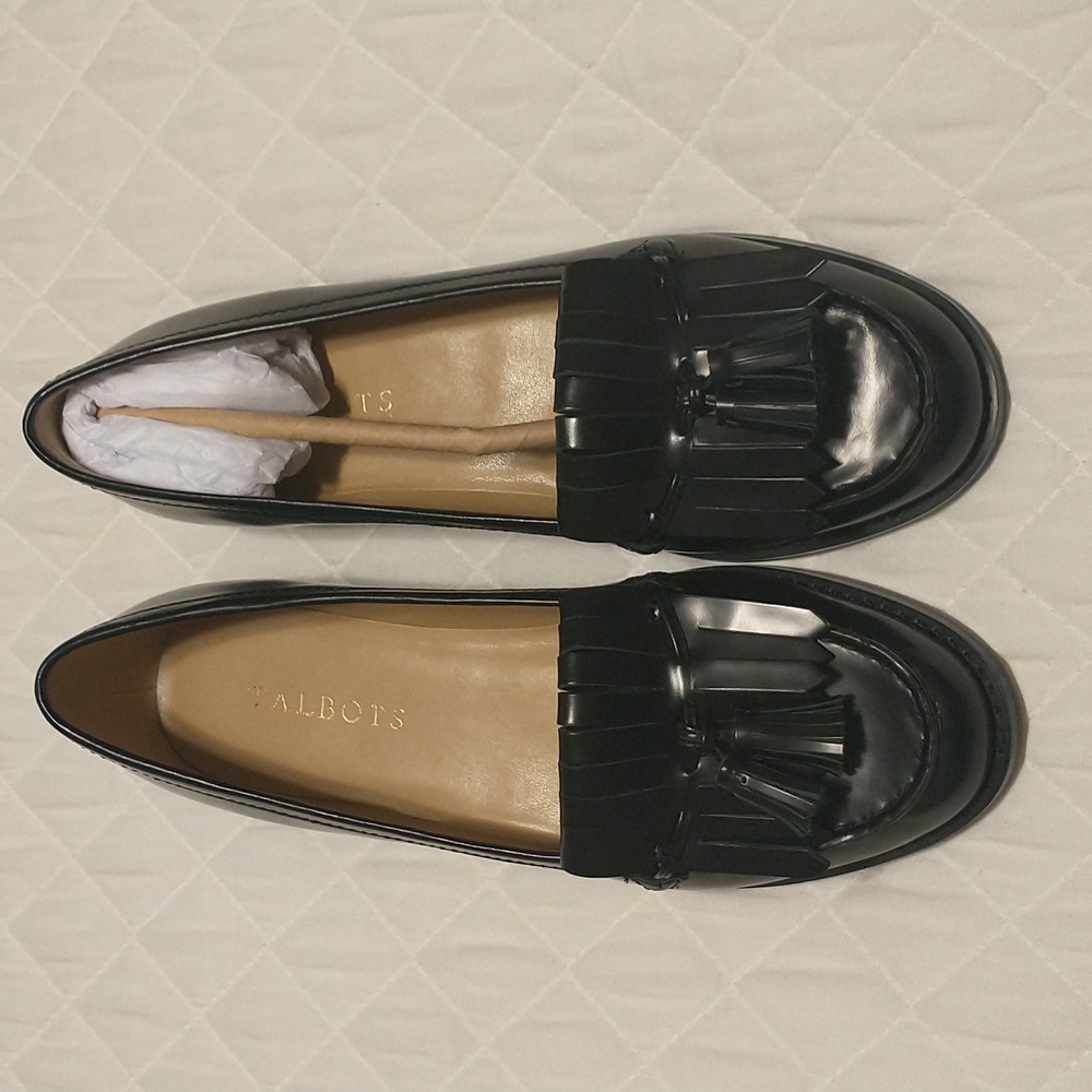 Talbots Black Laura Tassel Loafers